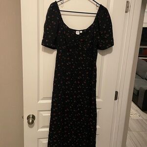 GAP Black Puff Sleeve Maxi Sundress